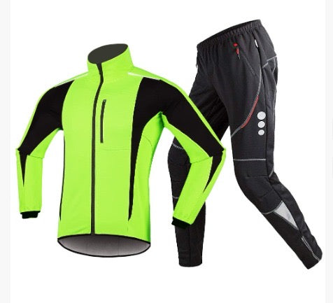 Vinter Cykelsæt med Vindstop | Jakke + Varme Bukser